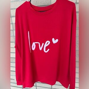 Red pull-on women’s Sweater top with white letters XL